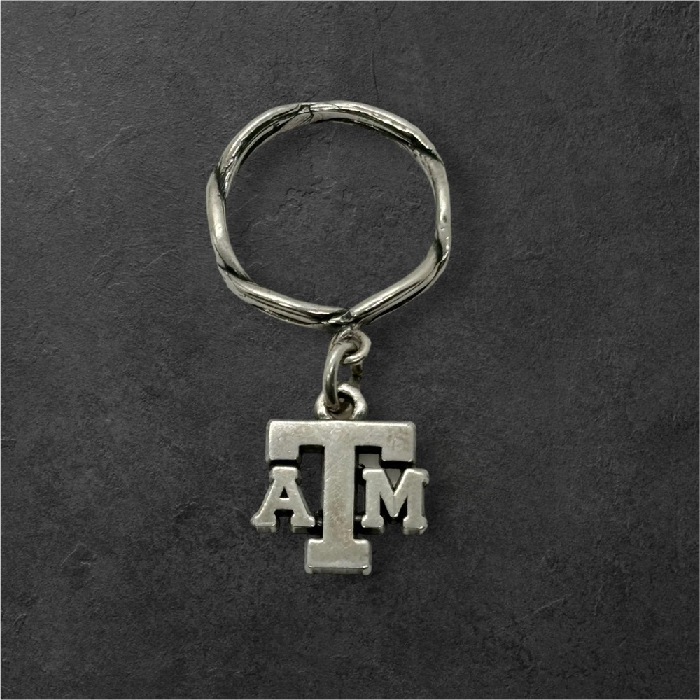 Texas A & M Aggies sterling silver charm twist band ring sz 4.75.